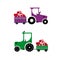 Tractor with Cart with Hearts. Vector Illustration.