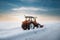 Tractor cleaning snow