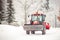 tractor cleans road from snow in the winter