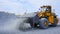 Tractor on construction site carries rubble. Stock footage. Tractor work on construction site or mining. Yellow tractor