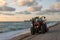 Tractor in a Cool Morning Sunrise in Miami South Beach, Florida