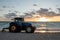 Tractor in a Cool Morning Sunrise in Miami South Beach, Florida