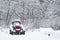 Tractor covered by snow