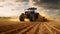 Tractor drives across large field. Generative AI