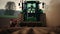 A tractor drives on a green field, plowing the soil, preparing to plant new crops