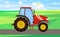 Tractor Driving on Green Field Vector Illustration