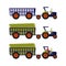 Tractor with an empty trailer. Tractor loaded with sugarcane. Tractor with a black tractor driver in the cab. Harvesting of