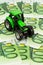 Tractor on euro banknotes