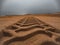 Tractor footprint on a beach