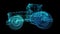 Tractor. Glow points formation of 3d Model tractor. Rotating 360 Degree. 4k animation. Loop seamless