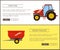 Tractor and Grain Trailer Set Vector Illustration