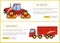 Tractor and Grain Truck Set Vector Illustration