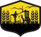 Tractor Harvesting Wheat Farm Crest Retro