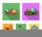 Tractor, hay balancer and other agricultural devices. Agricultural machinery set collection icons in flat style vector