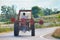 Tractor with a hay gatherer