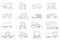 Tractor icons set.Farm technics Outline illustration of 16 tractor icons for web