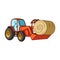 tractor with a ladle transporting hay bale. Agricultural vehicles.Agricultural Machinery single icon in cartoon