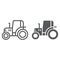 Tractor line and glyph icon, farm and agriculture, vehicle sign, vector graphics, a linear pattern on a white background
