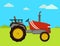 Tractor Machine on Farm Field Vector Illustration