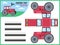 Tractor paper cut toy. Kids handmade educational game printable 3d paper model, worksheet with tractors elements