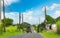 Tractor on a picturesque country road in Guadeloupe