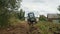 tractor ploughs arable land, an agricultural concept