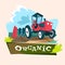 Tractor Plowing Field Eco Farming Concept
