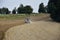 Tractor plowing a field. Preparation for sowing. Agricultural landscape.