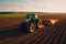 Tractor Plowing Vast Field Of Fertile Soil. Generative AI