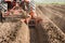 Tractor preparation soil working in field