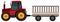 Tractor pulling wagon on white background