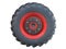 Tractor red tire wheel isolated over white