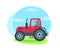 Tractor Riding on Green Grass Vector Illustration