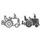 Tractor without roof line and solid icon, heavy equipment concept, agricultural truck sign on white background, farm