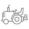 Tractor without roof thin line icon, heavy equipment concept, agricultural truck sign on white background, farm tractor