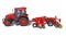 Tractor with Seed Drill farm equipment disc harrow 3D rendering on white background