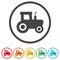 Tractor simple ring icon, color set