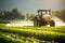 Tractor Sprays Pesticides In Spring