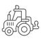 Tractor thin line icon, heavy equipment concept, farmer machine sign on white background, agrimotor icon in outline