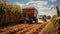 A tractor towing a trailer loaded with freshly harvested corn HD image