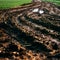 Tractor track mud field farming ecology