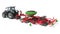 Tractor with Trailed Disc Harrow farm equipment 3D rendering on white background