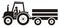 Tractor with trailer, black silhouette, vector  icon