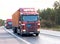 Tractor trailer trucks (lorry) caravan convoy line