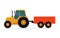 Tractor with Trailer Vector Illustration.