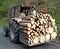 Tractor transport a full load of wood 2