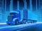 Tractor truck. 3d illustrator rendering lorry van. Highway road. futuristic AI Generated