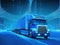 Tractor truck. 3d illustrator rendering lorry van. Highway road. futuristic AI Generated