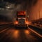 Tractor trucks are used to transport goods on highways.generative ai