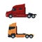 Tractor Unit as Heavy-duty Towing Engine for Hauling Semi-trailer Side View Vector Set